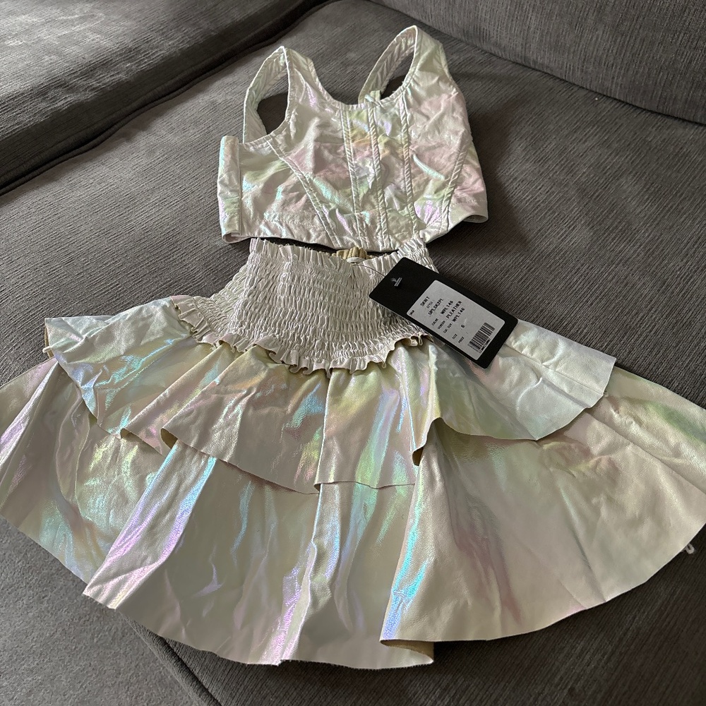 Flowers by Zoe 2 piece white pleather